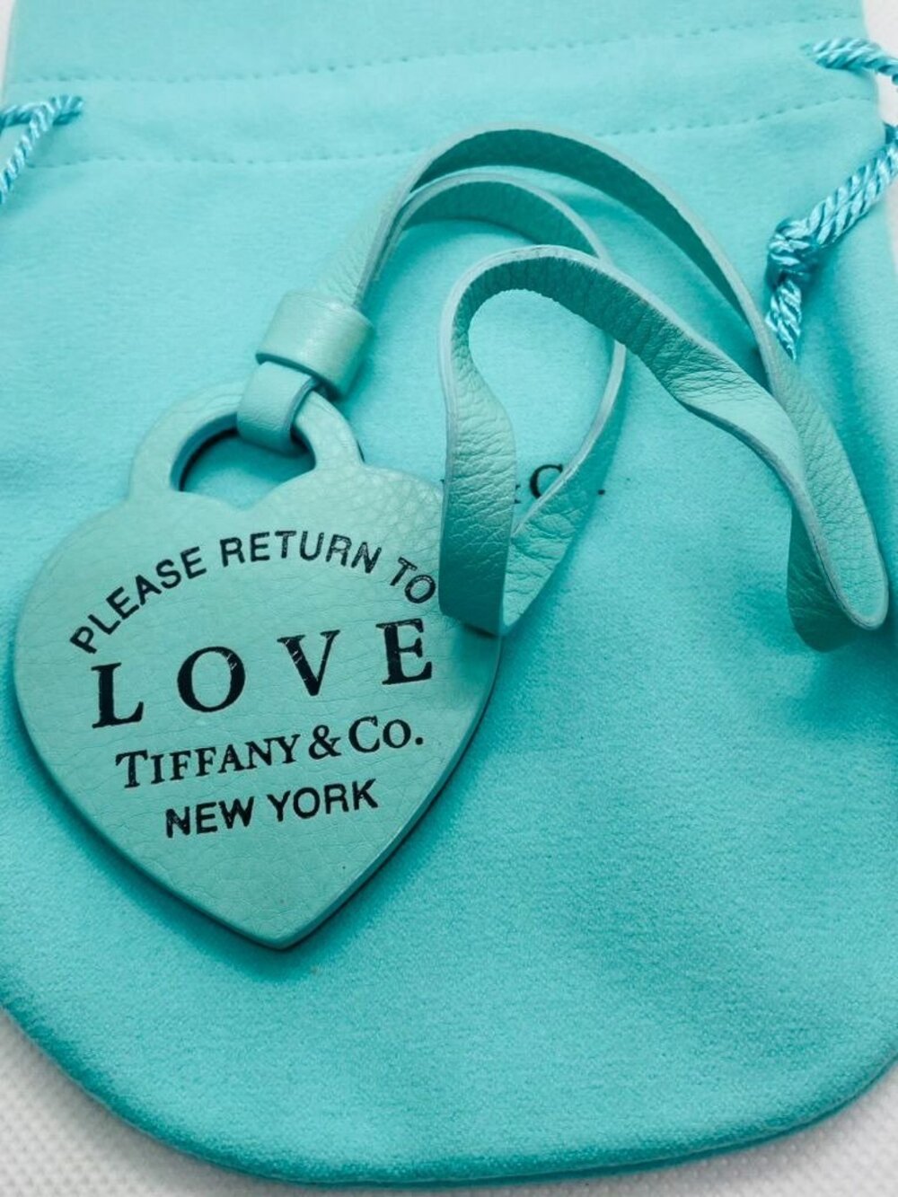 Tiffany & Co Heart Blue & Black Leather Return To Love Bag Charm